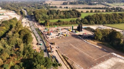 An aerial view of the HS2 Construction progress in Wendover Buckinghamshire, UK..png