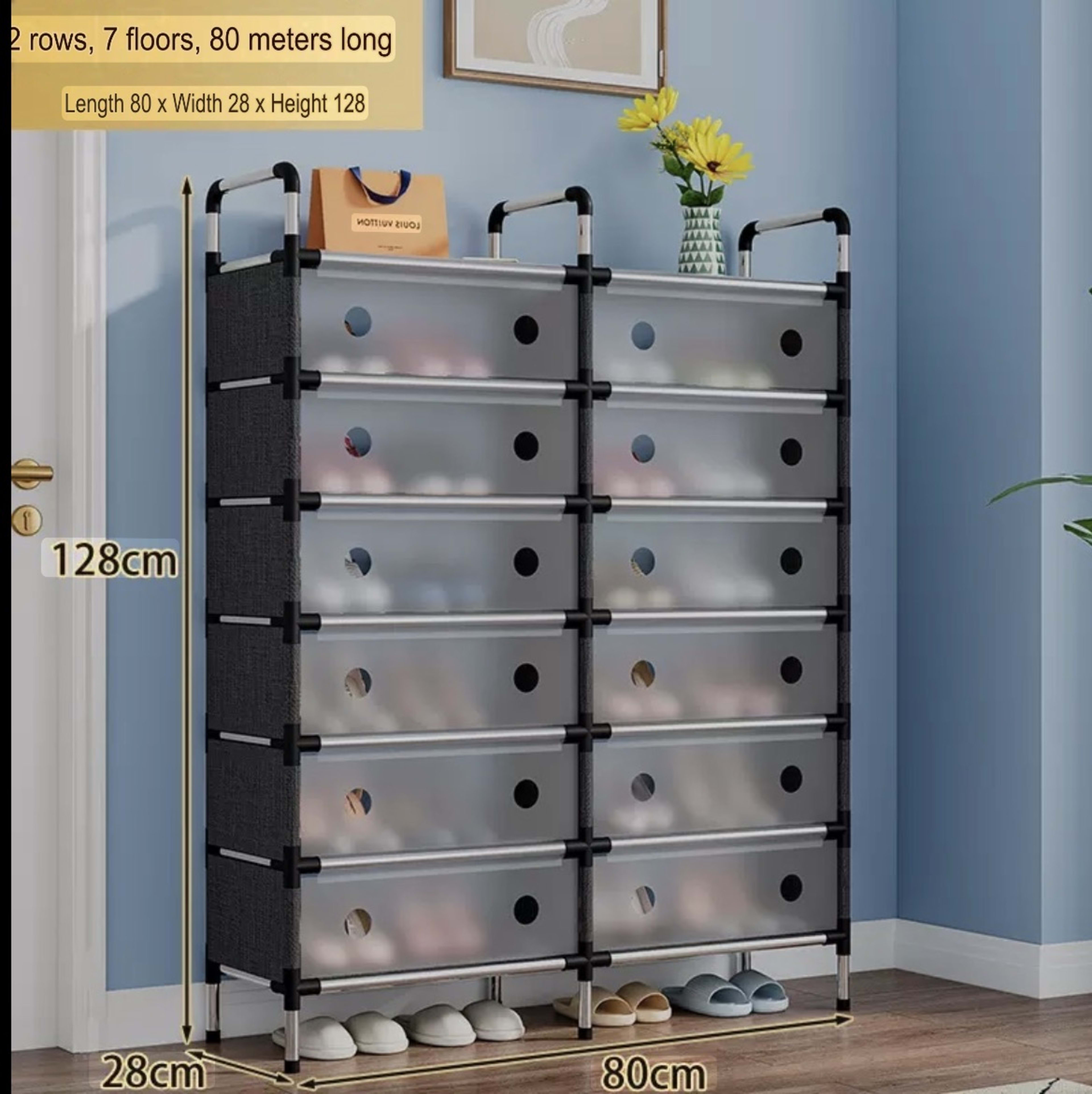 Double Row 7layers Shoe Rack