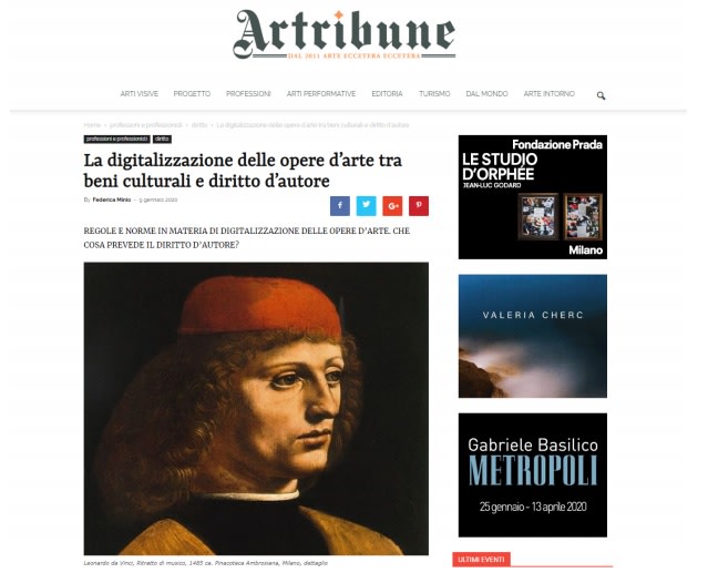 La digitalizzazione delle opere d’arte tra beni culturali e diritto d’autore La digitalizzazione delle opere d’arte tra beni culturali e diritto d’autore