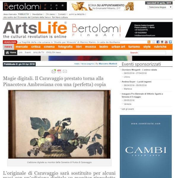 Magie digitali. Il Caravaggio prestato torna alla Pinacoteca Ambrosiana con una (perfetta) copia Magie digitali. Il Caravaggio prestato torna alla Pinacoteca Ambrosiana con una (perfetta) copia