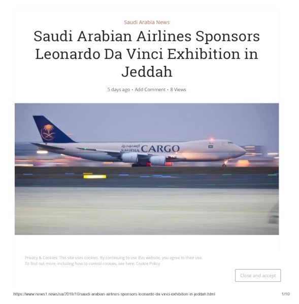 Saudi Arabian Airlines Sponsors Leonardo Da Vinci Exhibition in Jeddah Saudi Arabian Airlines Sponsors Leonardo Da Vinci Exhibition in Jeddah
