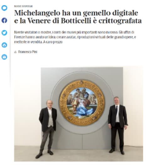 Michelangelo ha un gemello digitale e la Venere di Botticelli è crittografata Michelangelo ha un gemello digitale e la Venere di Botticelli è crittografata
