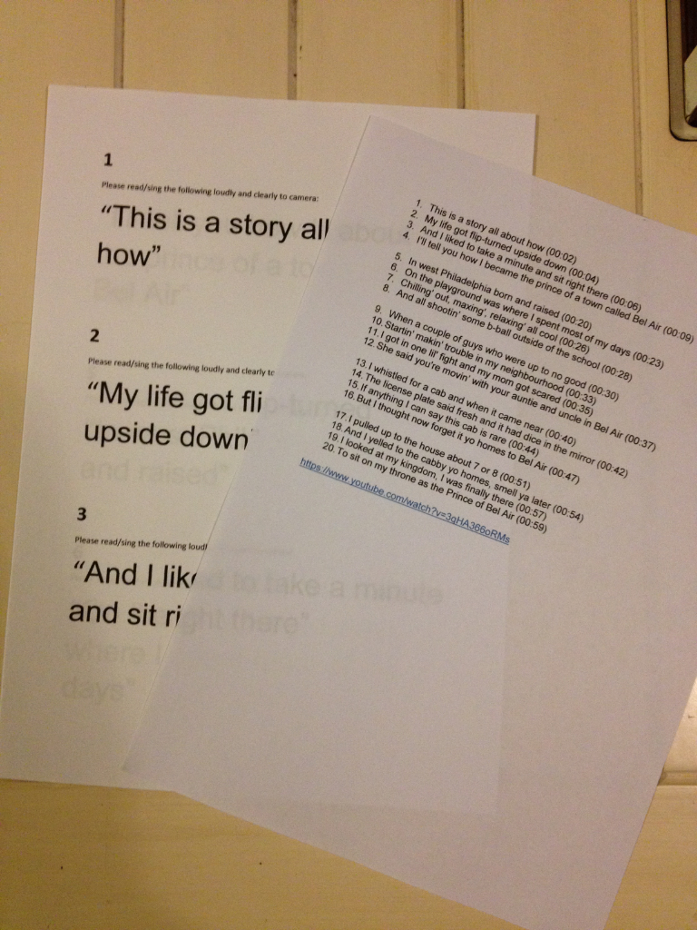 Fresh Prince lyric sheets