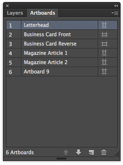 Illustrator art board palette