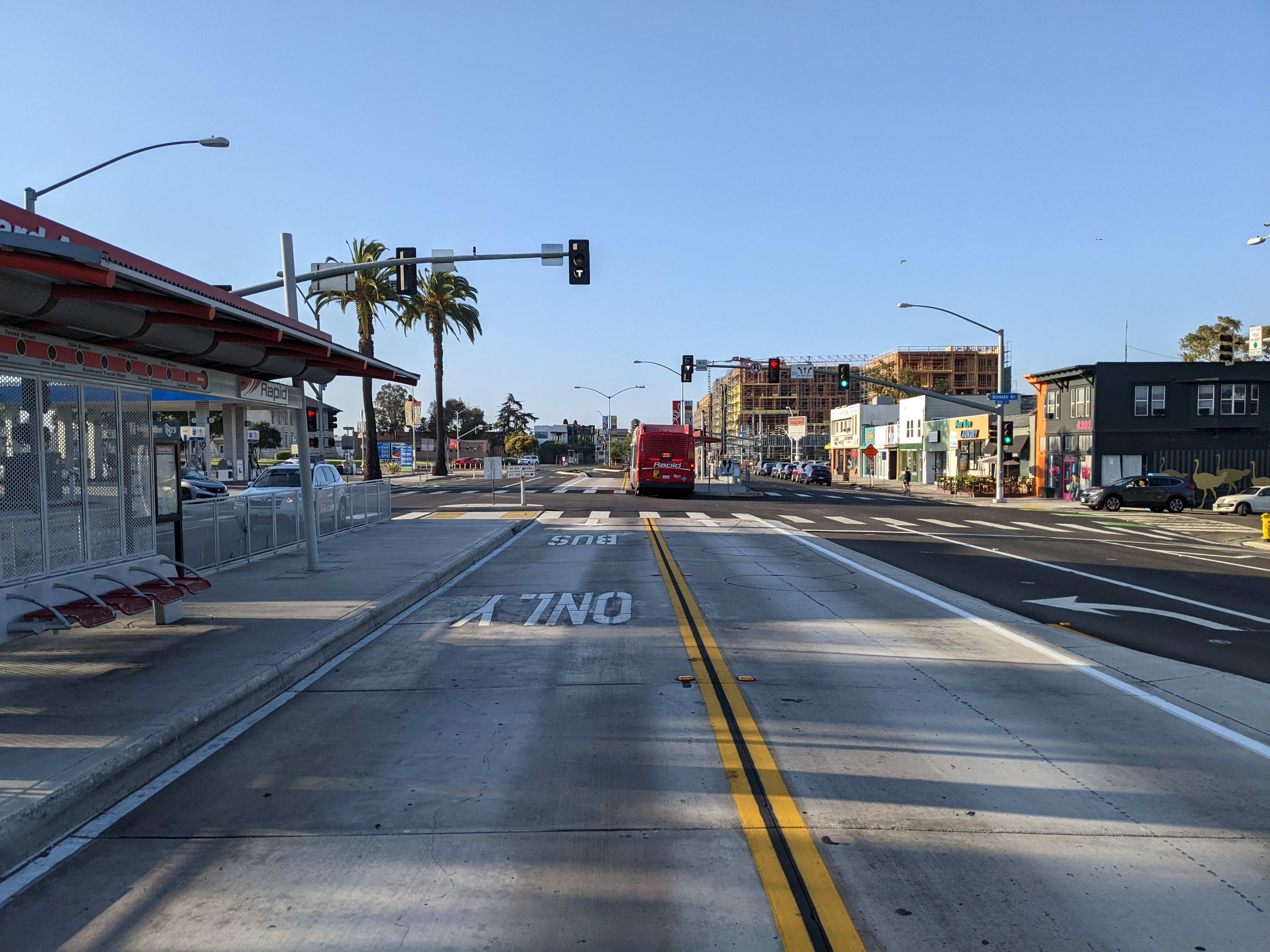 Park Boulevard dedicated bus-only lane Photo source: Circulate San Diego