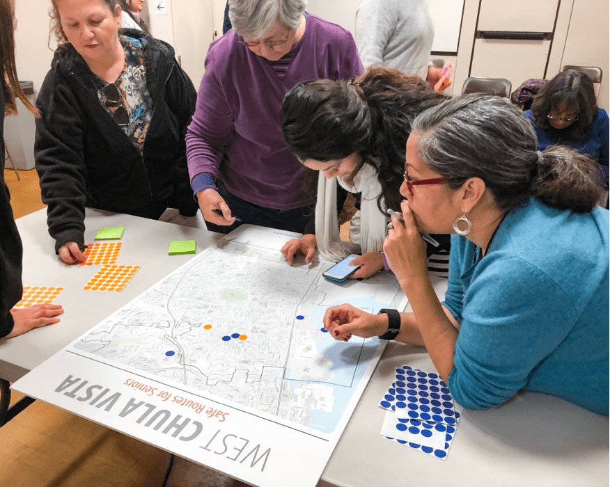 People reviewing Chula Vista Safe Routes for Seniors