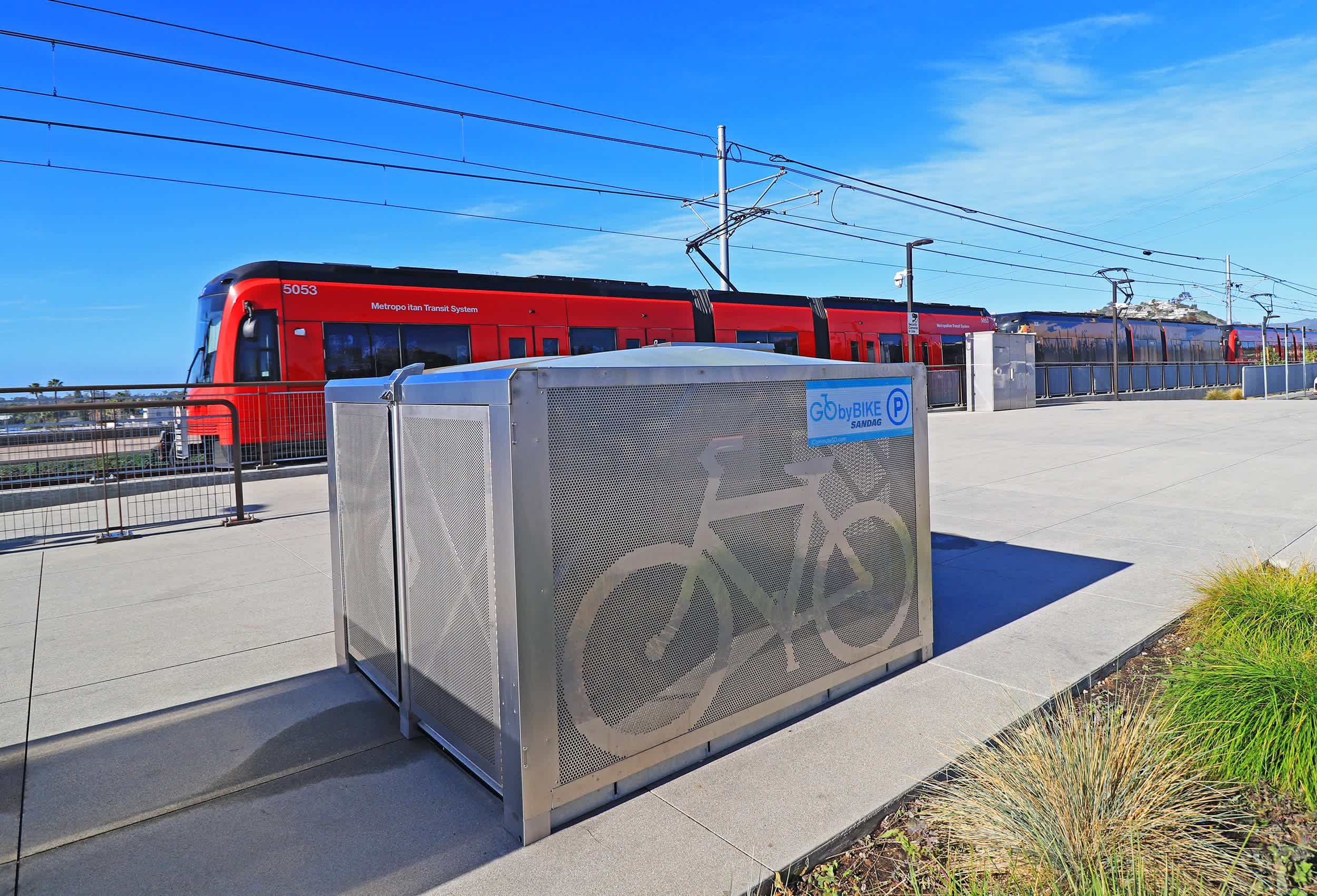 Bicycle lockers at the Balboa Avenue Trolley Station