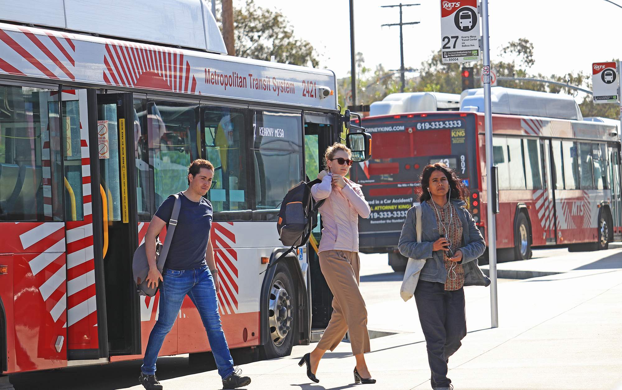 MTS buses at the Balboa Avenue Trolley Station