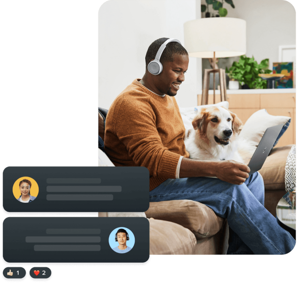 Mann im Homeoffice, der Webex f&uuml;r Placetel f&uuml;r seinen Nachrichtenaustausch nutzt