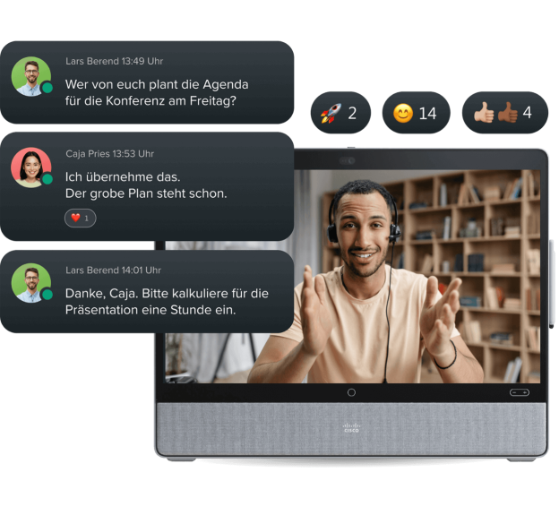Videokonferenz und Chat-Verlauf von Webex für Placetel