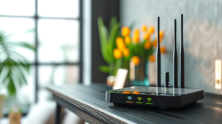 WLAN-Router auf einem Schreibtisch
