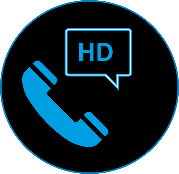 Icon, das ein Telefon und die Schrift HD zeigt.