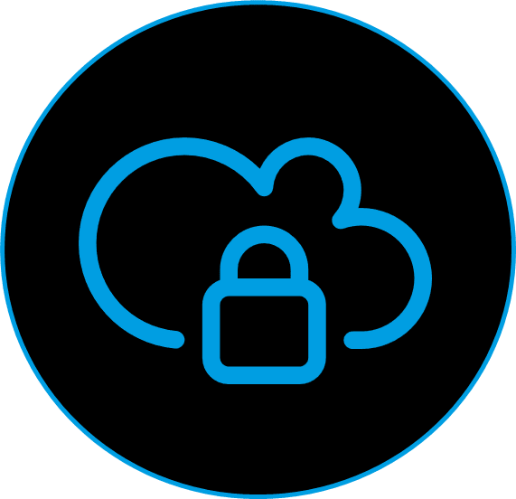 Eine Wolke, die ein Schloss für Sicherheit enthält.