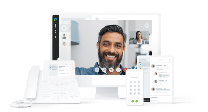 Cloud-Telefonie, Team-Messaging und Online-Meetings auf allen Geräten (PC, Tablet, IP-Telefon und Smartphone)
