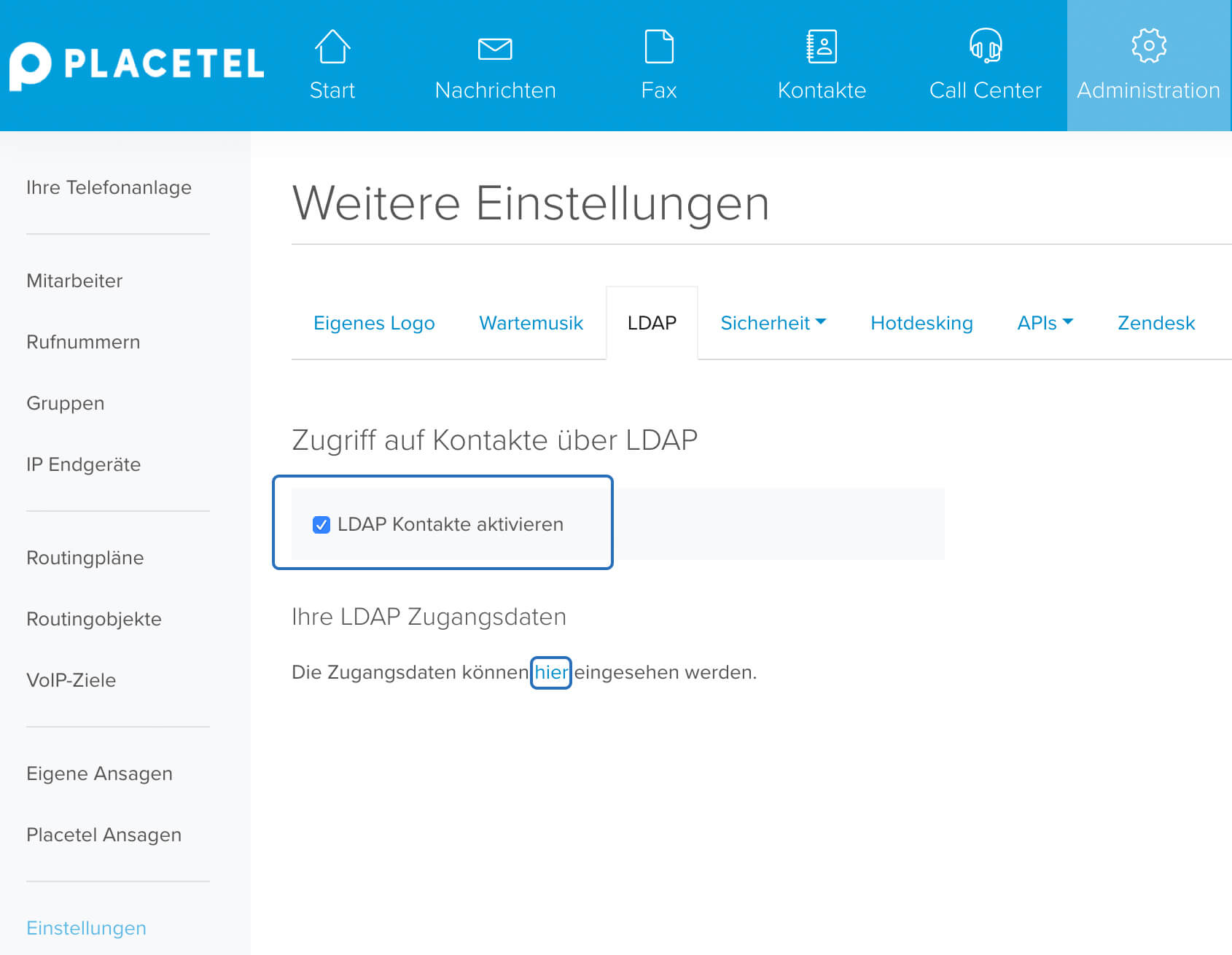 LDAP-Telefonbuch aktivieren
