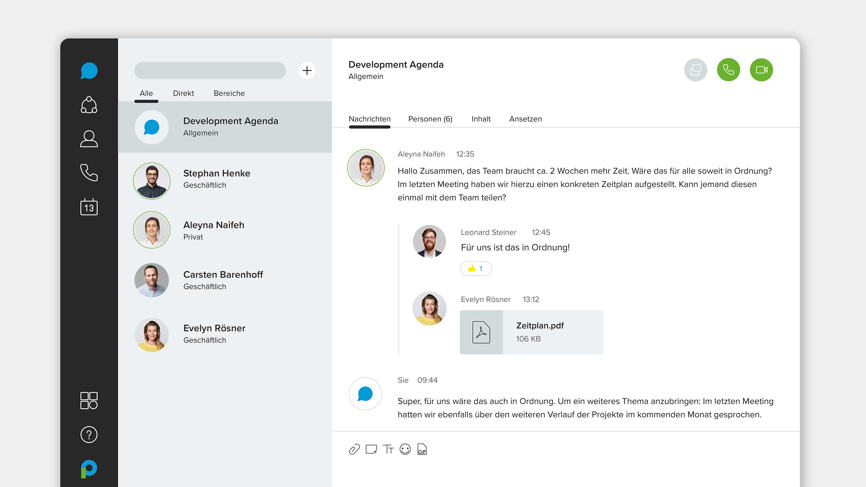 Oberfläche des Webex-Clients