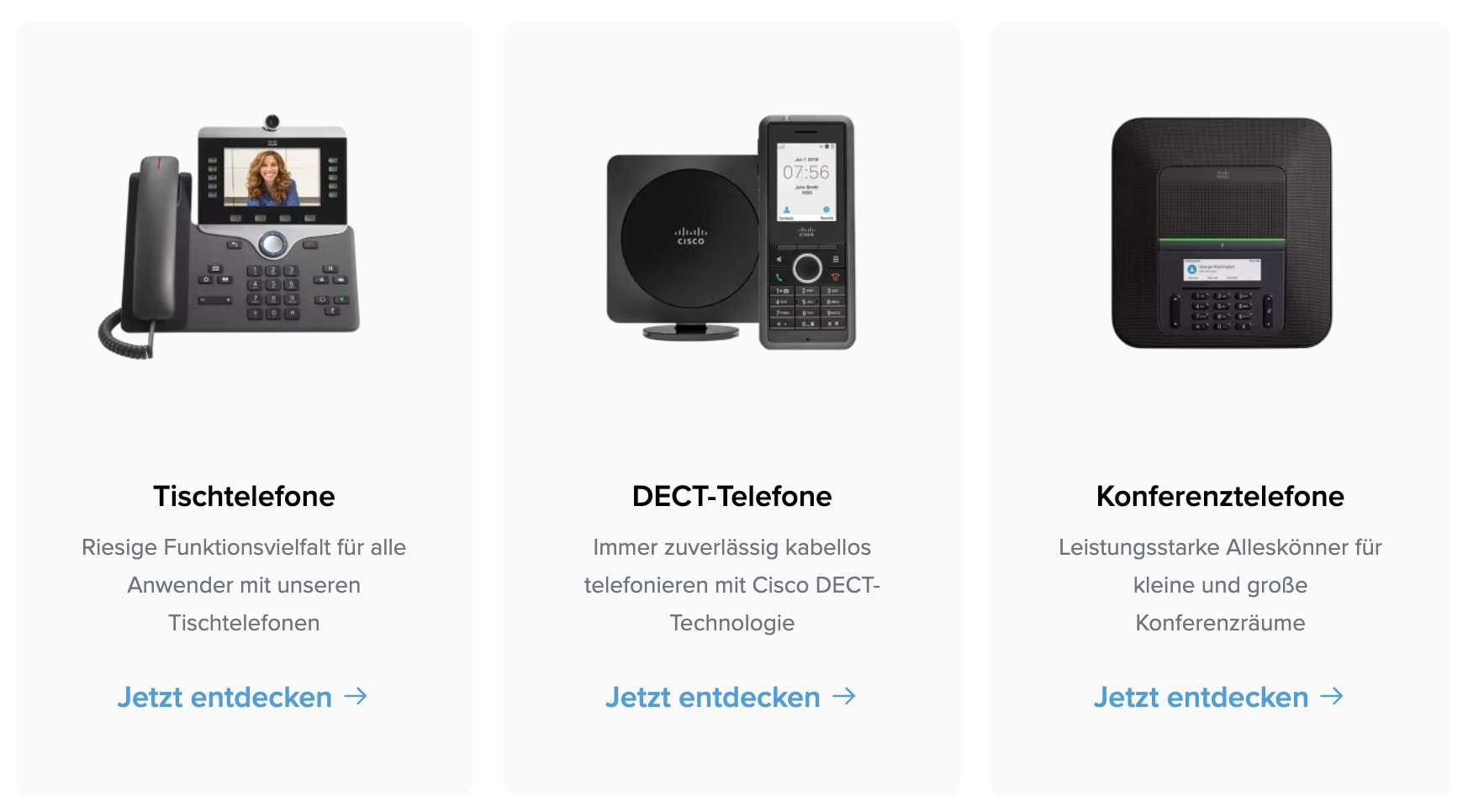 Endgeräte-Shop von Placetel mit einer Auswahl an verschiedenen IP-Telefonen