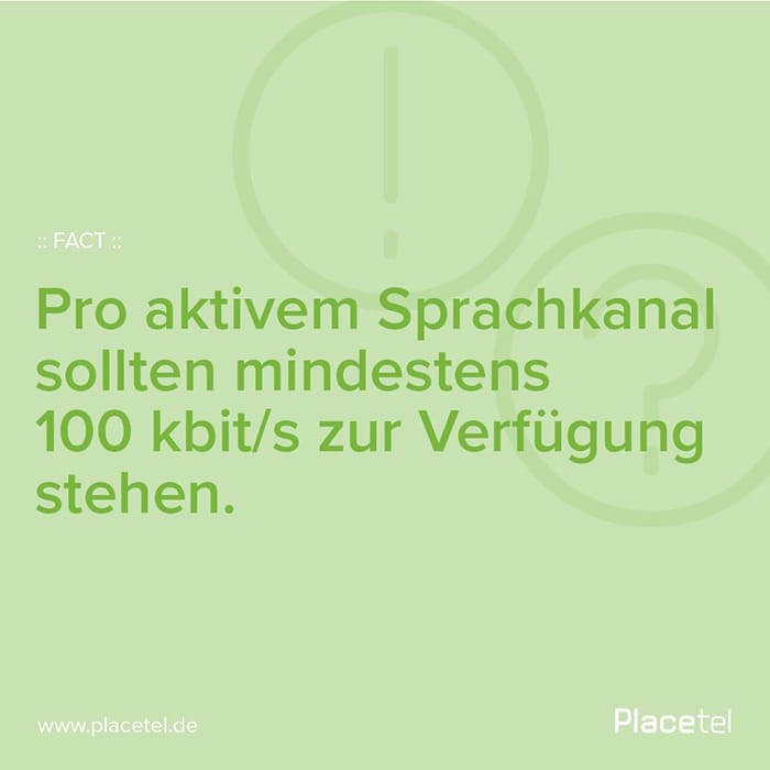 Fakt: Pro aktivem Sprachkanal sollten mindesten 100 kbit/s zur Verfügung stehen.