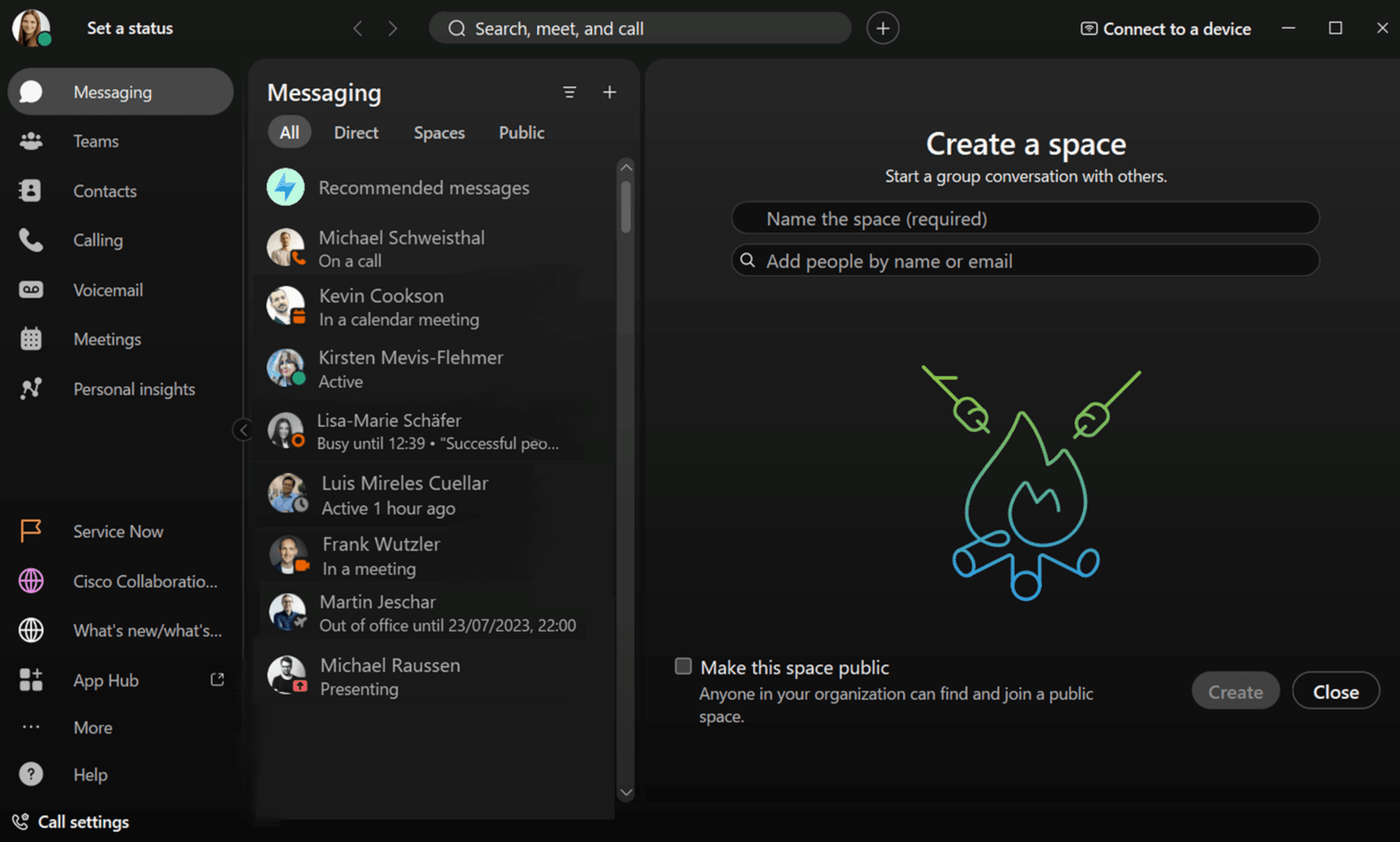 Präsenzstatus im Webex-Chat