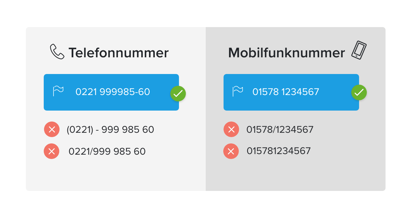 Telefonnummer richtig schreiben nach DIN 5008