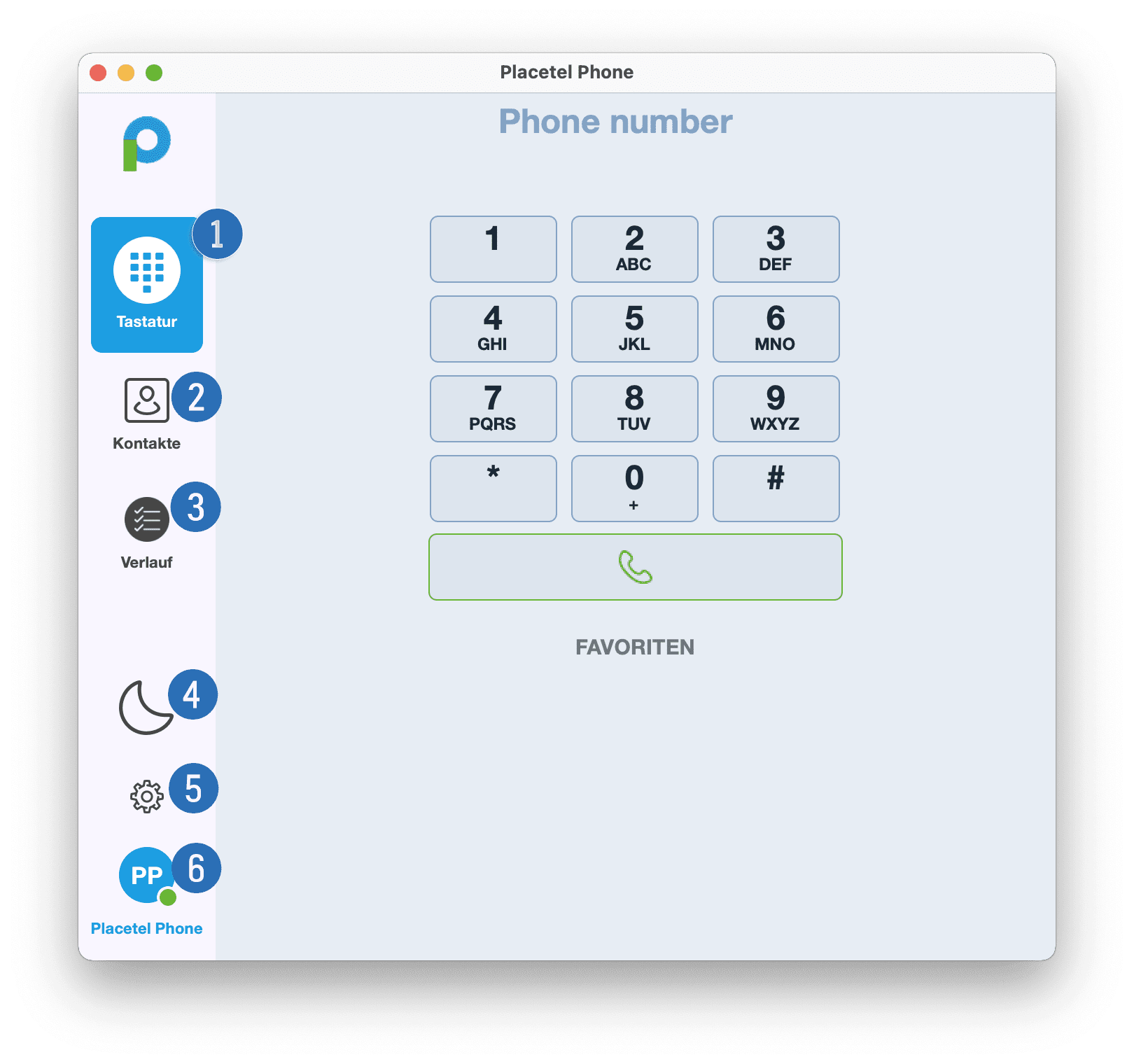Das kostenlose Softphone von Placetel für Mac
