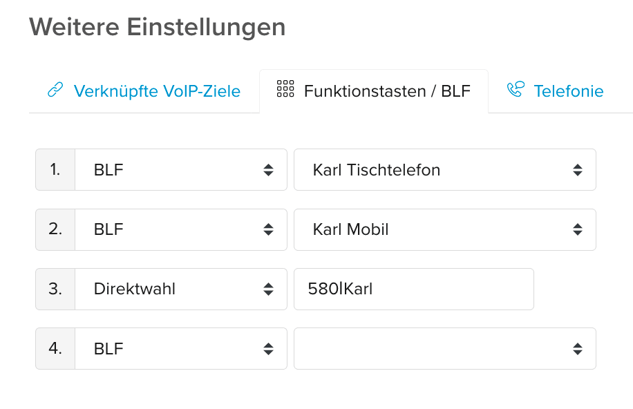BLF Überwachung und Kurzwahl