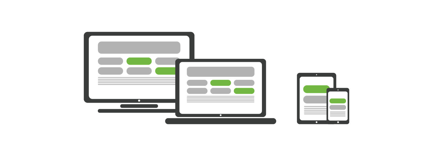 Grafik von verschiedenen Endgeräten wie PC, Laptop, Tablet und Smartphone