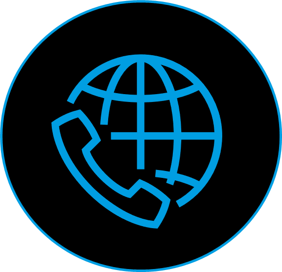 Icon, das ein Telefon und die Welt zeigt.