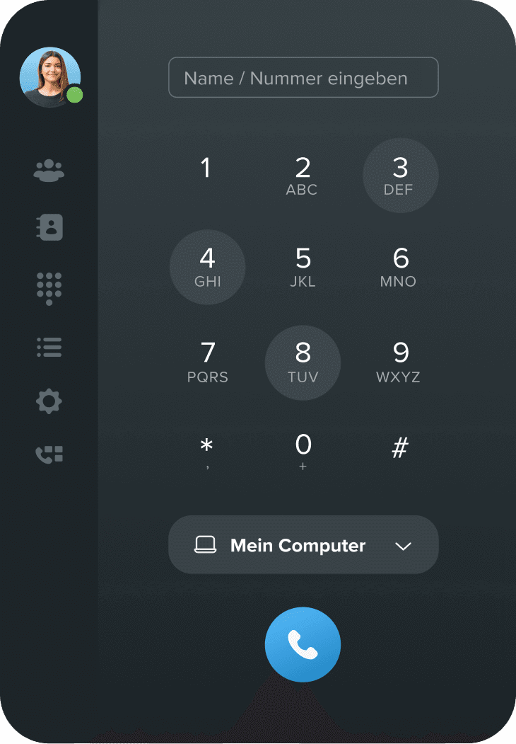 Softphone, mit dem über den PC telefonieren werden kann