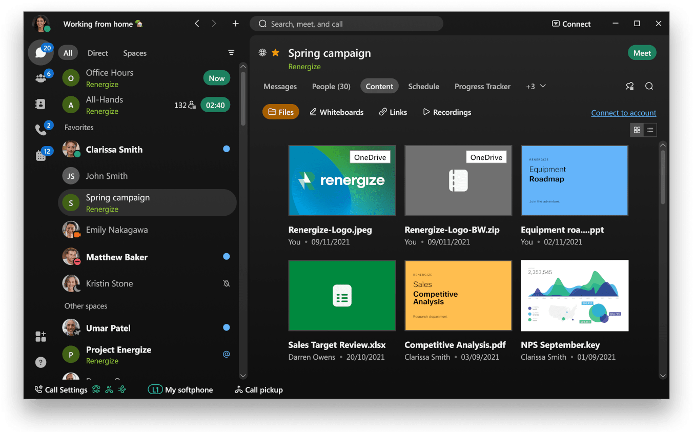 Content-Ablage in der Webex Chat App