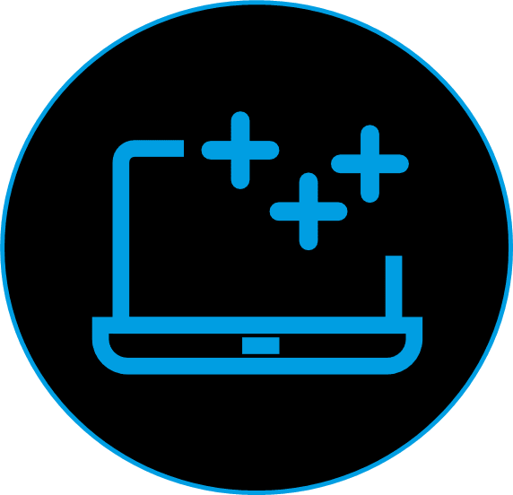 Ein Laptop mit mehreren Pluszeichen, die die Vielfalt verdeutlichen sollen.