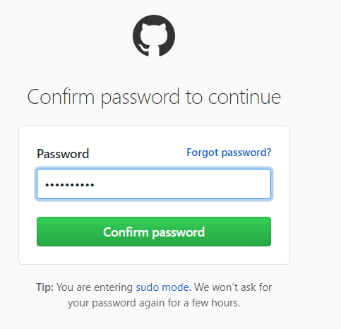 github install confirm password