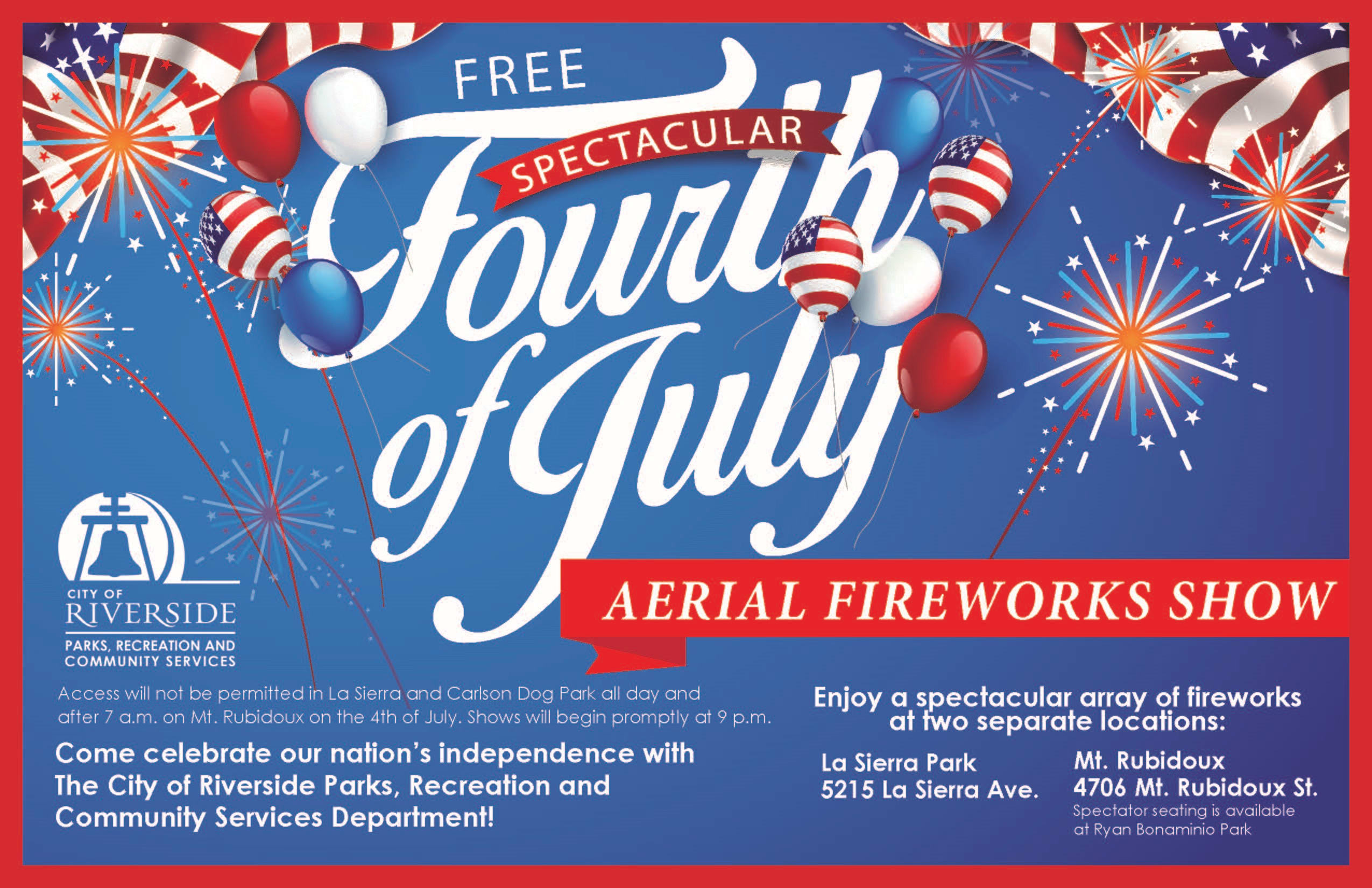 4th of July Aerial Fireworks Show La Sierra Park Campus Riverside