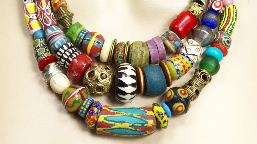 Antique African Trade Beads, Mixed Christmas Beads, Vintage Beads