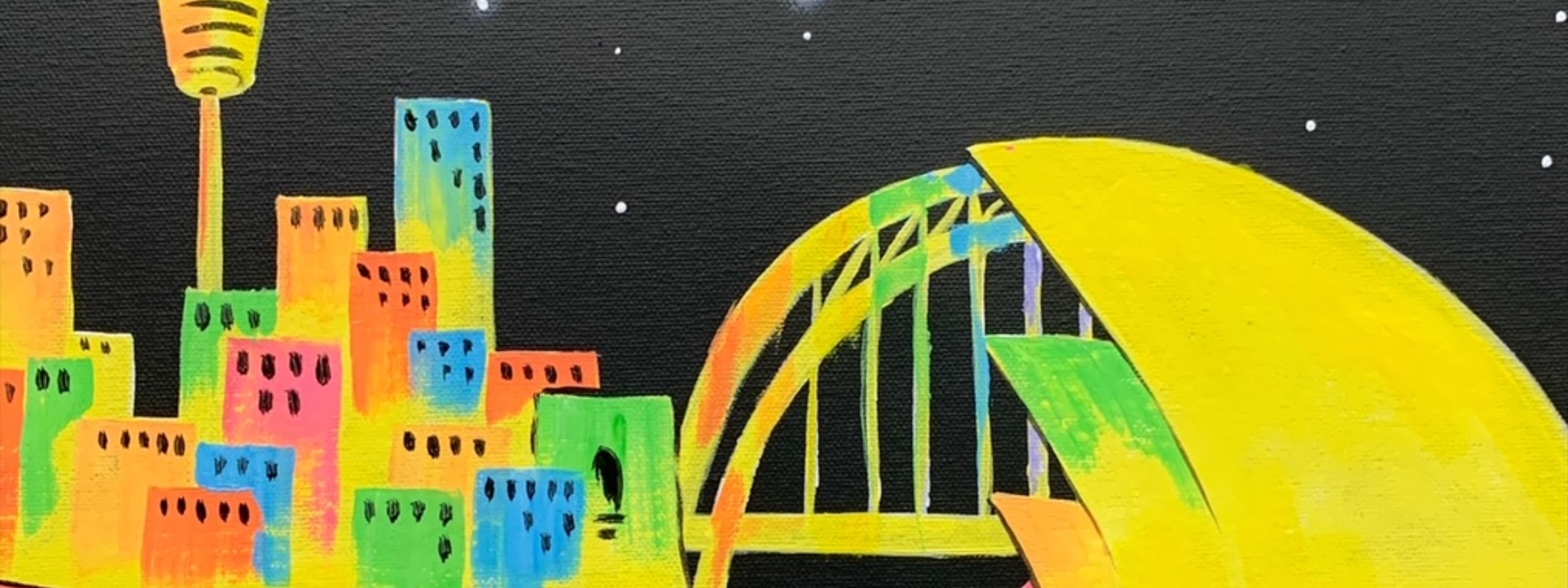 Champainting Paint and Sip Sydney city at night City of Sydney