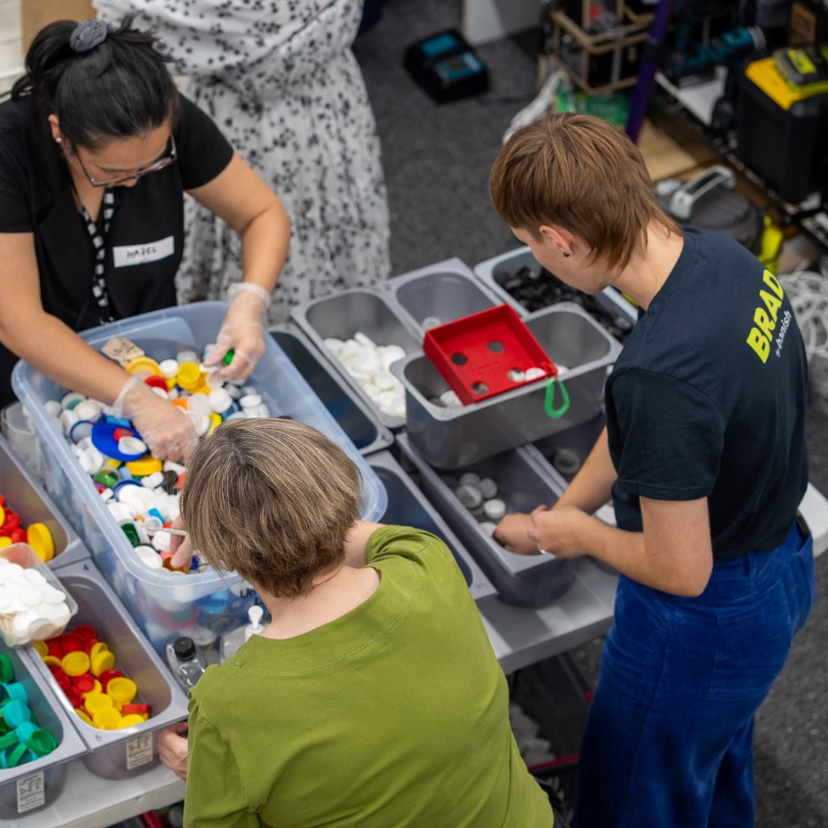 Recycling and lids sorting volunteer session