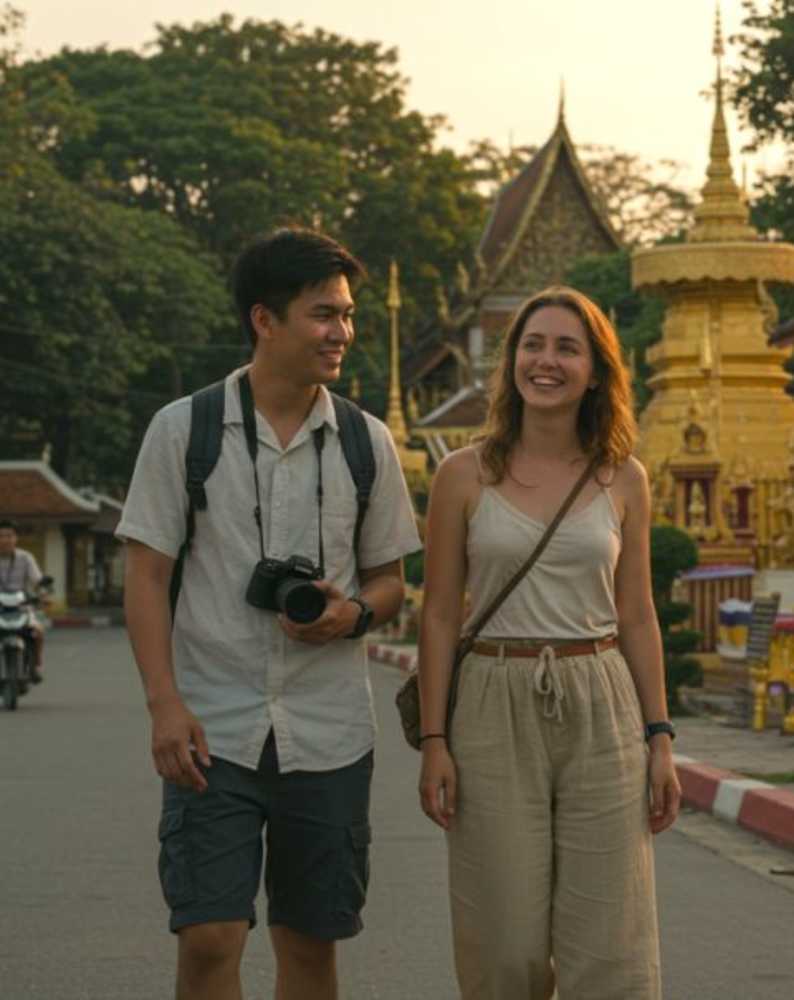temple,human body,luggage & bags,leisure,bag,vacation,pedestrian,spring,travel,wat,tourist attraction,handbag,holiday