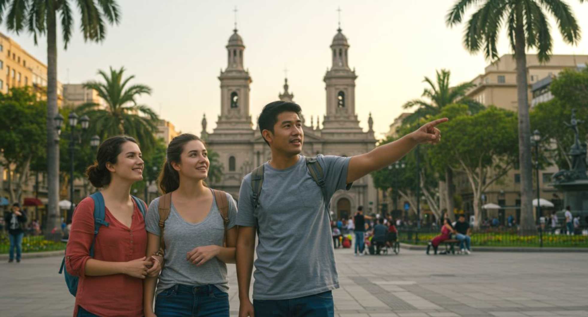 people,temple,summer,happiness,public space,smile,pedestrian,luggage &amp; bags,leisure,vacation,bag,travel,holiday,backpack,handbag