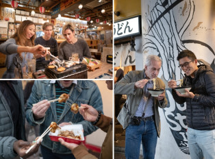 Travelers exploring the world of food on a Tokyo tour