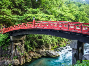 Shinkyo Bridge with beautful greenery in the background