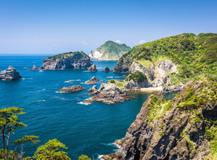 Izu Peninsula from a high view point, beautiful blue oc