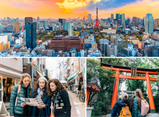 Tokyo city, people looking at a brochure, Fushimi Inari