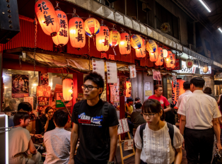 People walking in a alley in Tokyo 