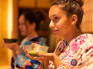 Ladies enjoying a Traditional Tea Ceremony in Japan