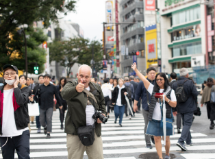 A crowded street scene in Tokyo during Golden Week