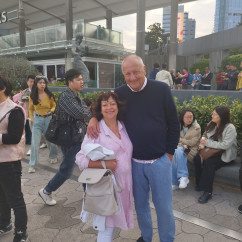 Celebrating at the Avenue of Stars – With Bruce Lee in the Background