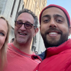 Sharing Smiles Beneath Iconic French Architecture