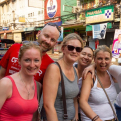 Street-side smiles and city buzz in downtown