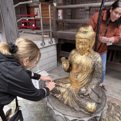 Golden Reverence: A Moment at the Shrine