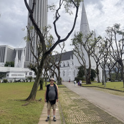 Visitor Amidst Architectural Wonders